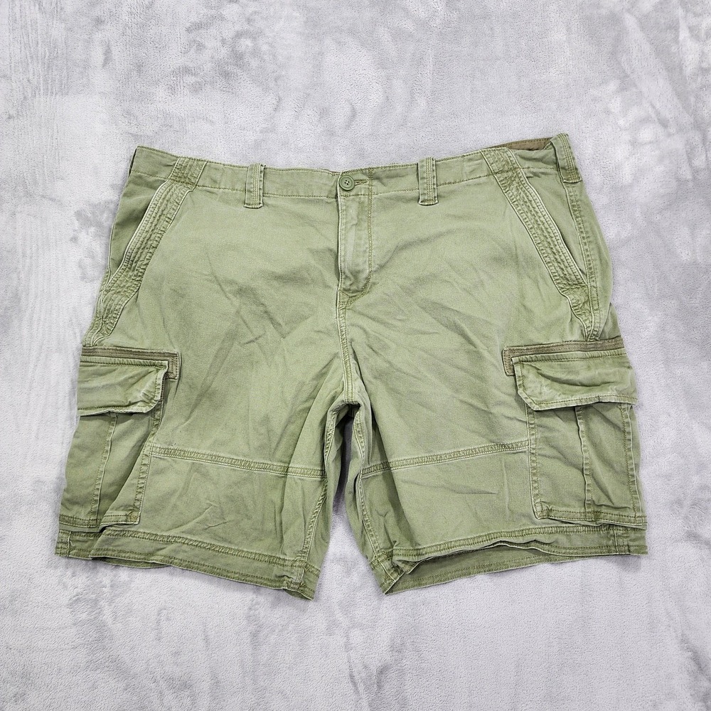 George Shorts Mens 46 Green Cargo Canvas Stretch Relaxed Fit Casual 11 Inseam